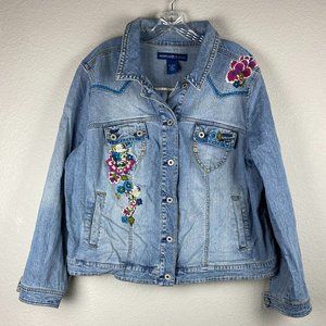 20 NWT Justice Embroidered Denim Jacket Parisian Floral 20 NWT Justice Embroidered Denim Jacket Parisian Floral